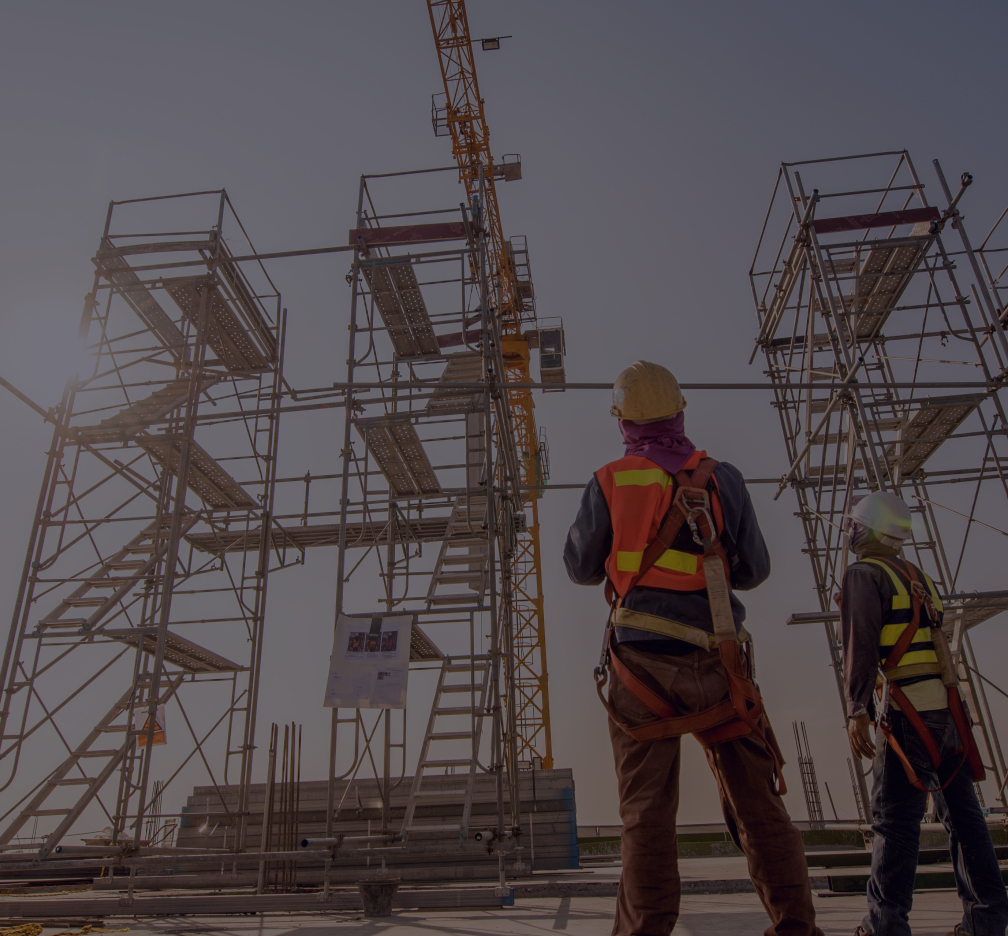 constructing ladder worker